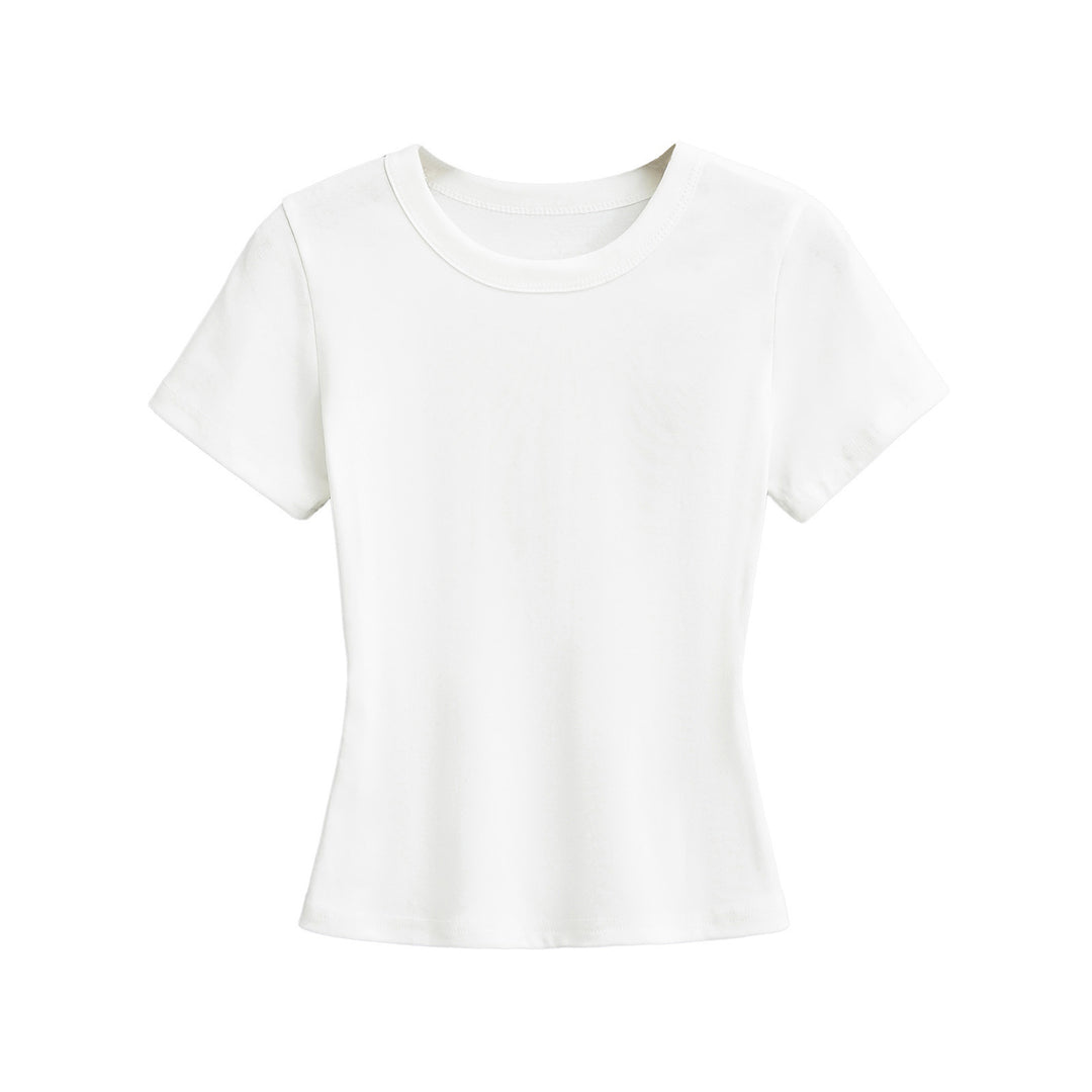 Dame klassisk Basic-T-shirt med elastisk bomuldsblanding og tætsiddende snit Stilla