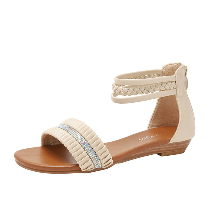 Dame elegante Sandaler med flettet rem og glimmerdetaljer Stilla