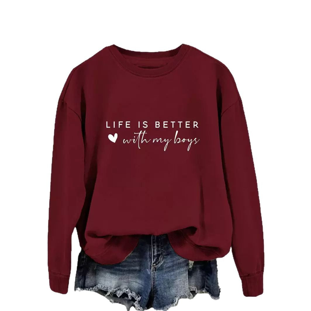 Kvinders hyggelige crew neck sweater med inspirerende print Stilla