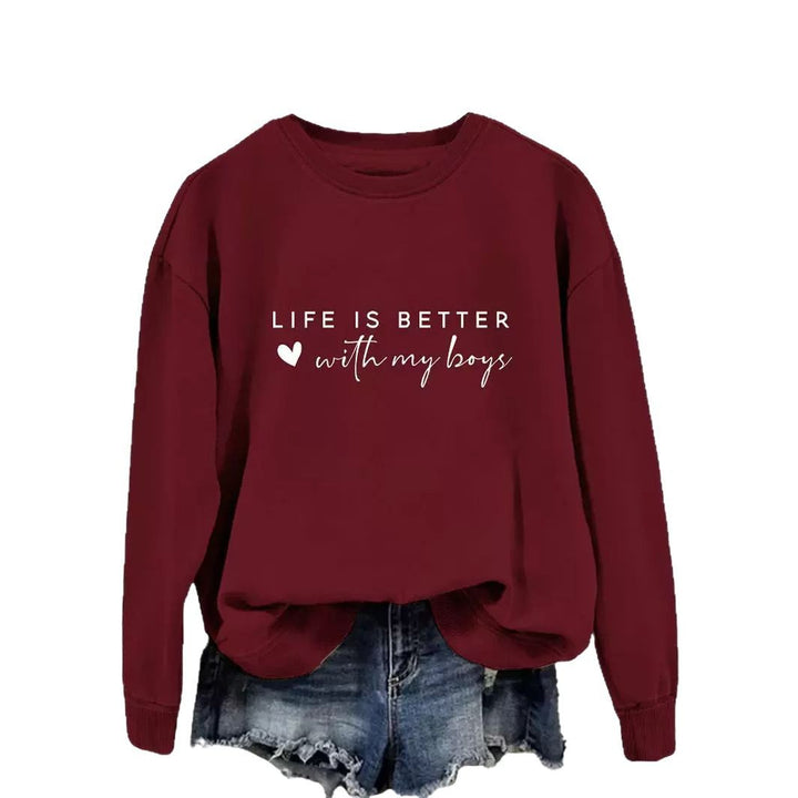 Kvinders hyggelige crew neck sweater med inspirerende print Stilla