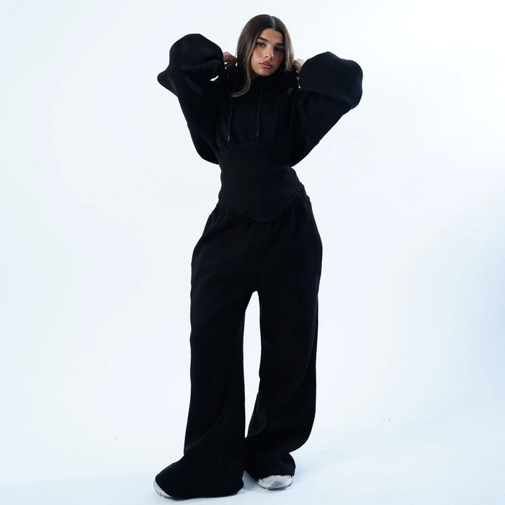 Kvinders casual oversized hoodie med flatterende pasform og bred talje Skovae