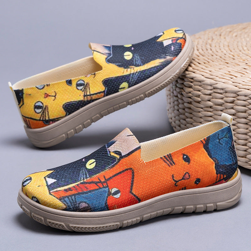 Femme Kunstnerisk Print Slip-On Sneakers Stilla