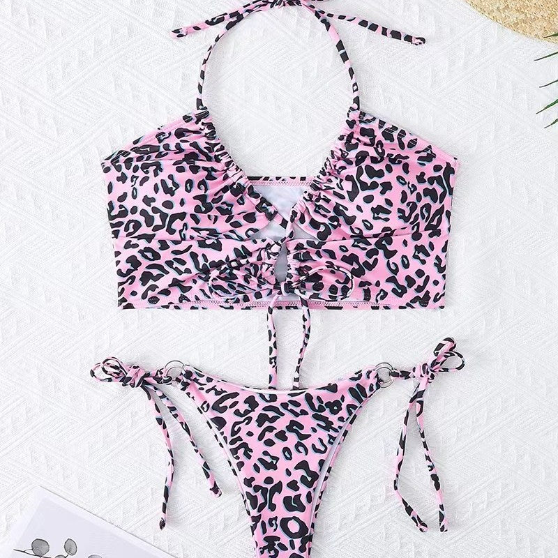 Dame Bikini-sæt med spændende leopardmønster og justerbare stropper Skovae