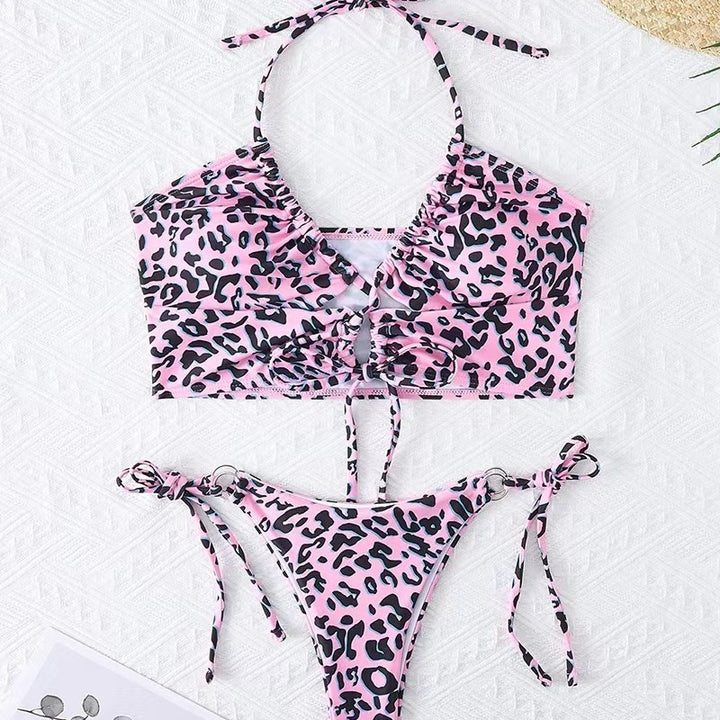 Dame Bikini-sæt med spændende leopardmønster og justerbare stropper Skovae