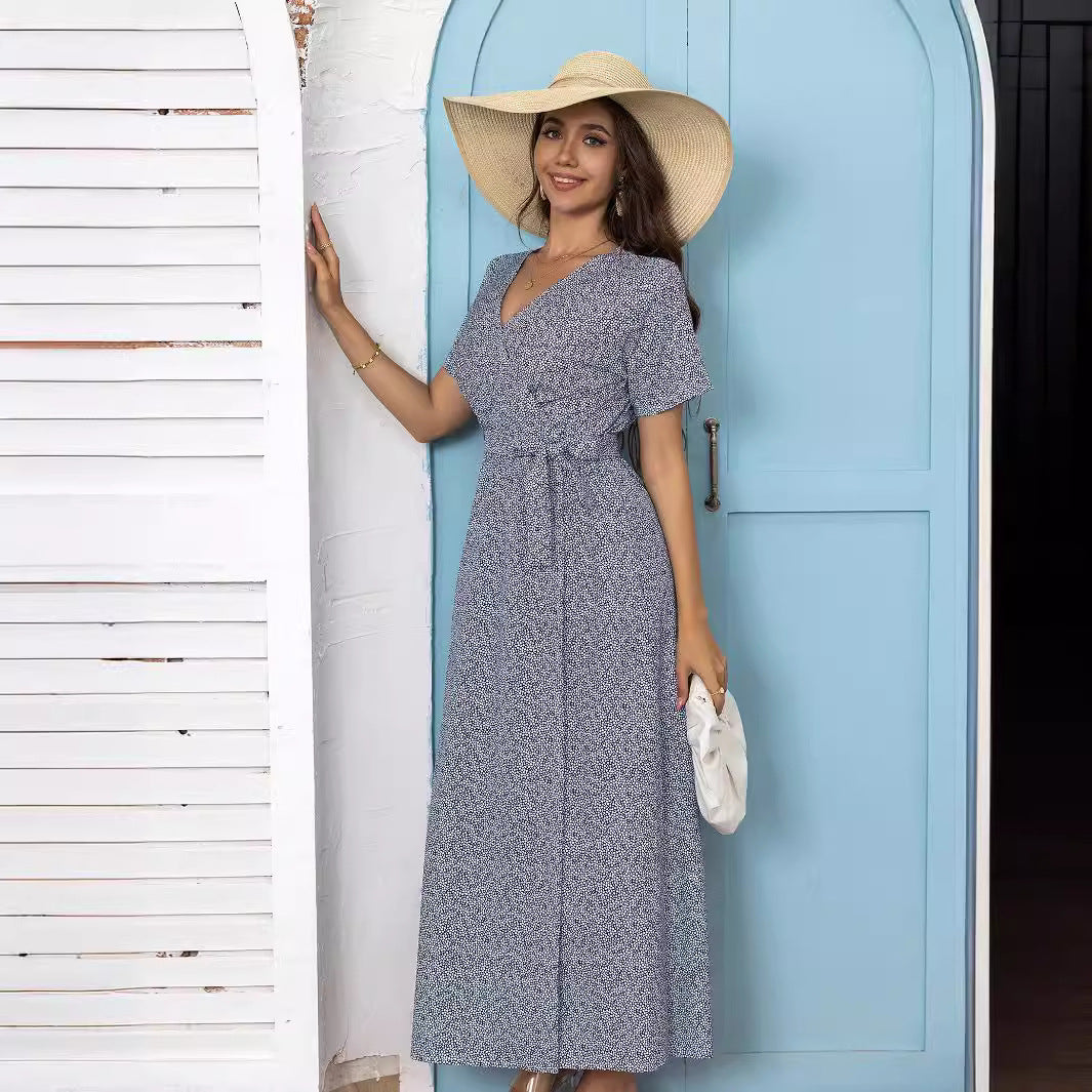 Dame Floral Print Maxi Wrap Kjole Stilla