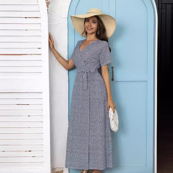 Dame Floral Print Maxi Wrap Kjole Stilla