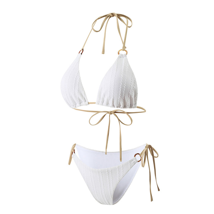 Dame triangel-bikini-sæt med struktureret strikoverflade og justerbare stropper Stilla