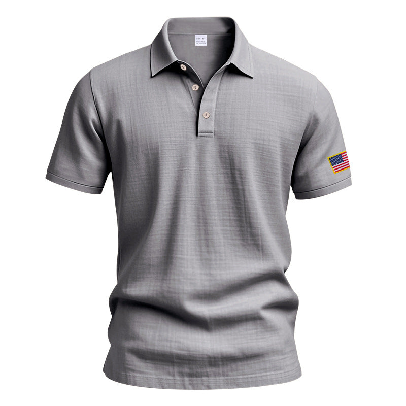 Herrer polo t-shirt med moderne USA-flagmotiv og struktureret design Stilla