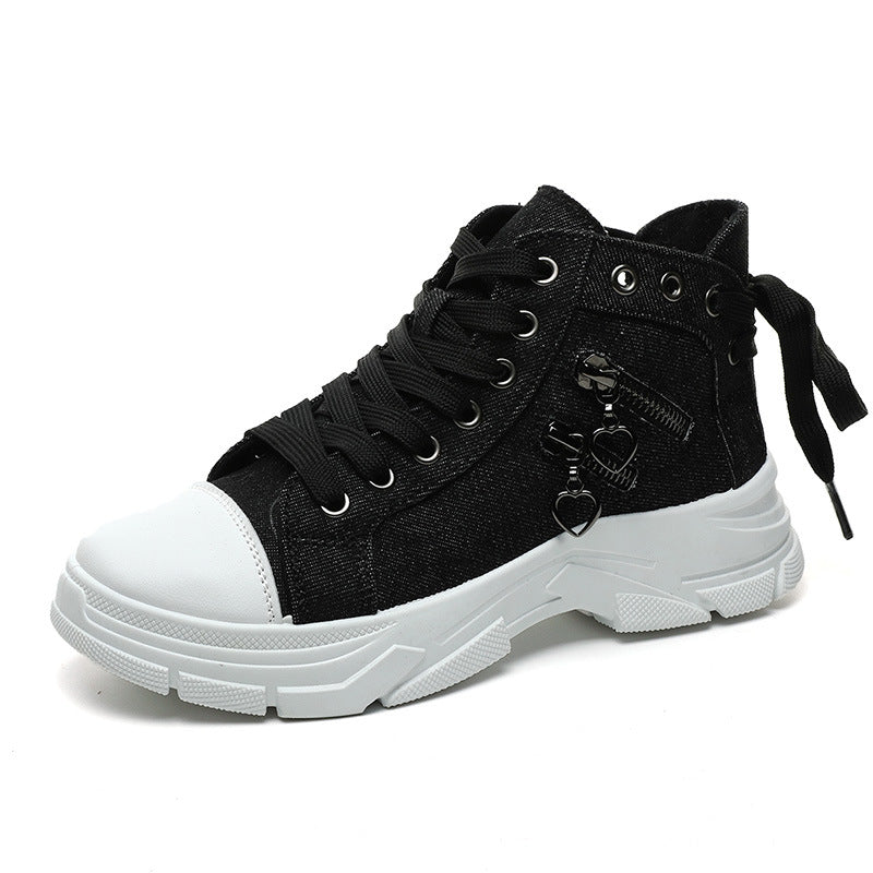 Dame Trendy High-Top Sneakers med stilfulde lynlåse og gummisål Stilla