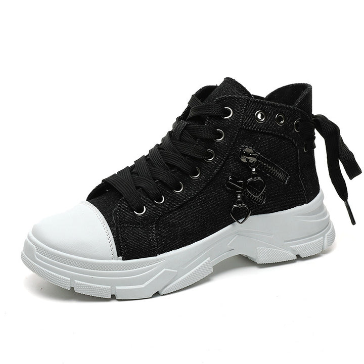 Dame Trendy High-Top Sneakers med stilfulde lynlåse og gummisål Stilla