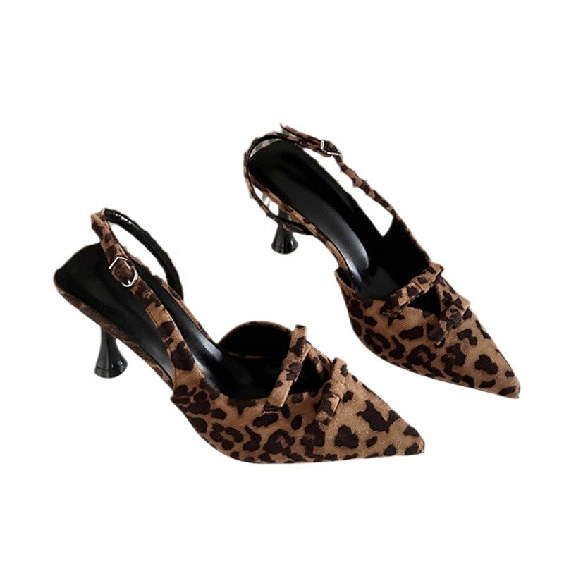 Dame Slingback Hæle med fashionable Leopardmønster og elegant hæl Stilla