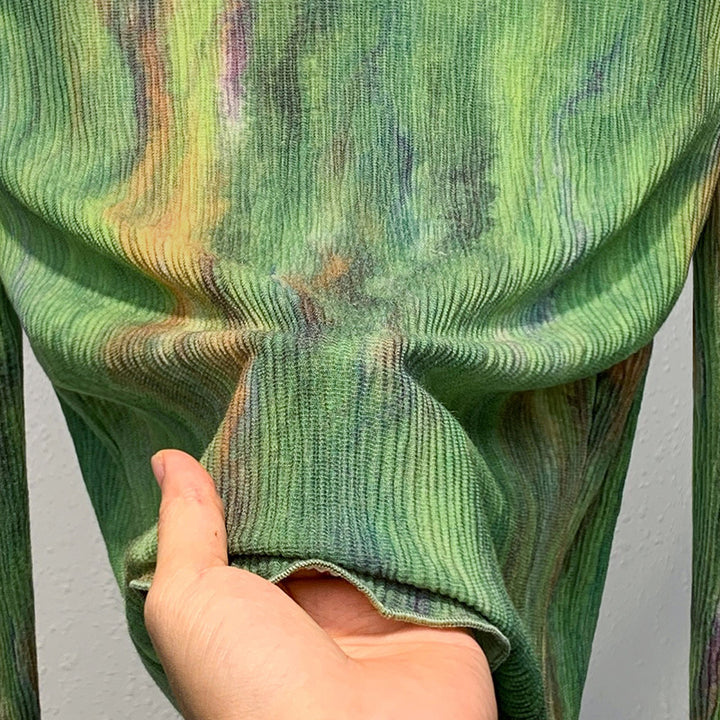 Dame langærmet skjorte med moderne, bølget design og smart høj krave Stilla