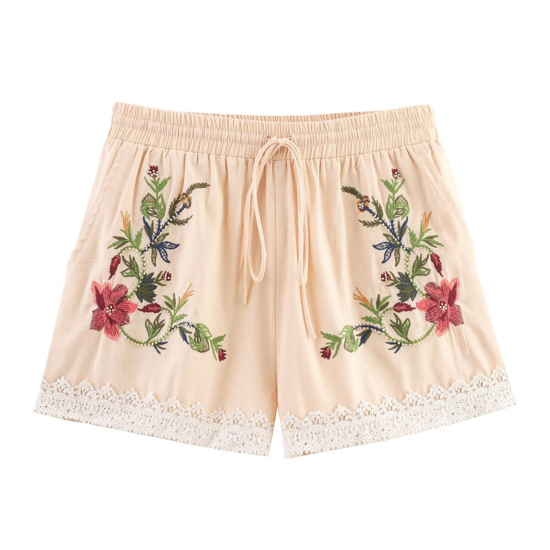 Femme Bestickede Blomster-Shorts Stilla