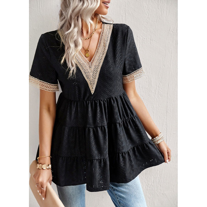 Damer Peplum Top med øsken-detaljer Stilla