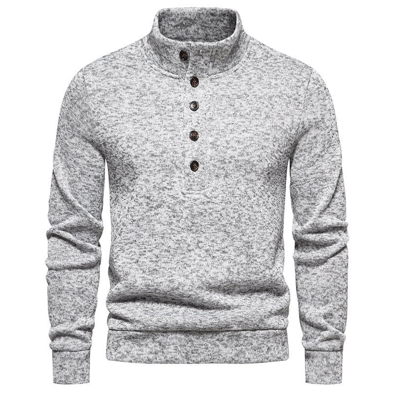 Herrer elegant pullover med halv lynlås og karakteristisk knapliste Stilla