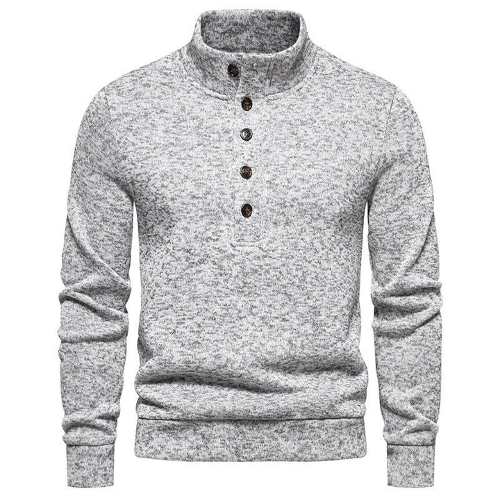 Herrer elegant pullover med halv lynlås og karakteristisk knapliste Stilla