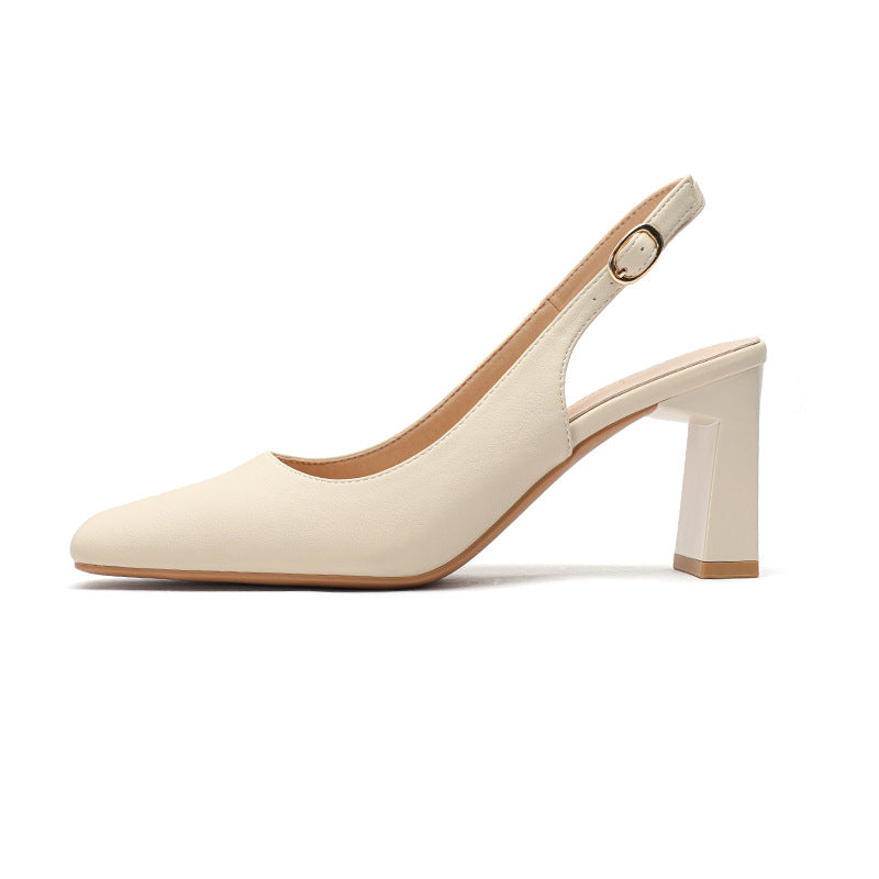 Kvinder Elegante Spids-Tå Slingback Hæle med Chunky Gennemsigtig Hæl Stilla