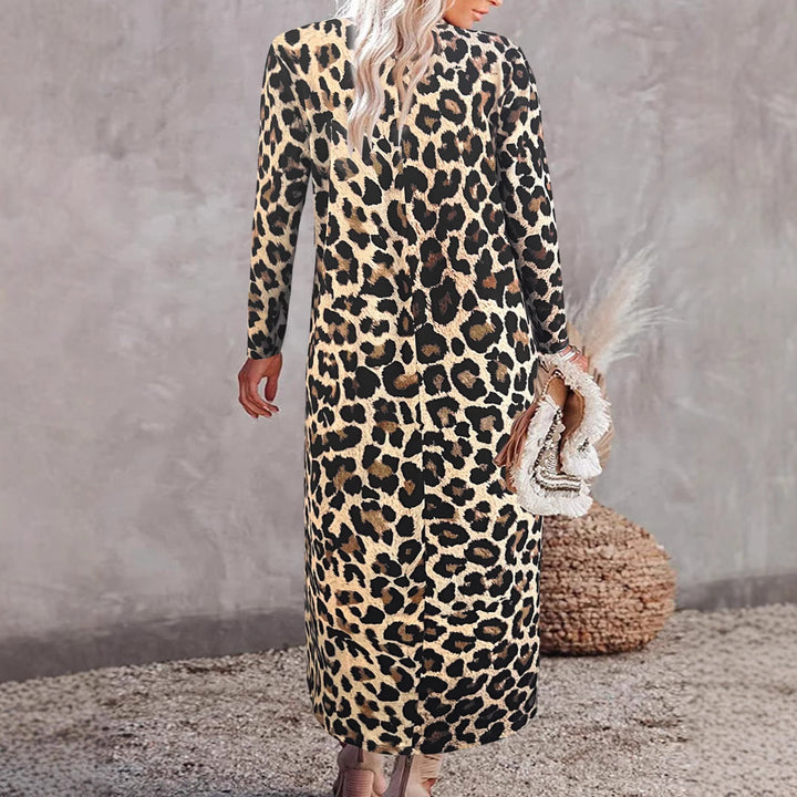 Dame Chic Leopardmønster Maxi Kjole Stilla