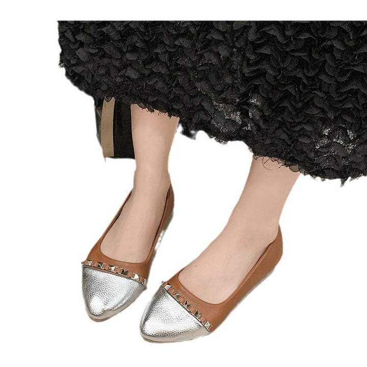 Dame elegante ballerinaer med modisk glimmer-Accent og kontrasterende materiale Stilla