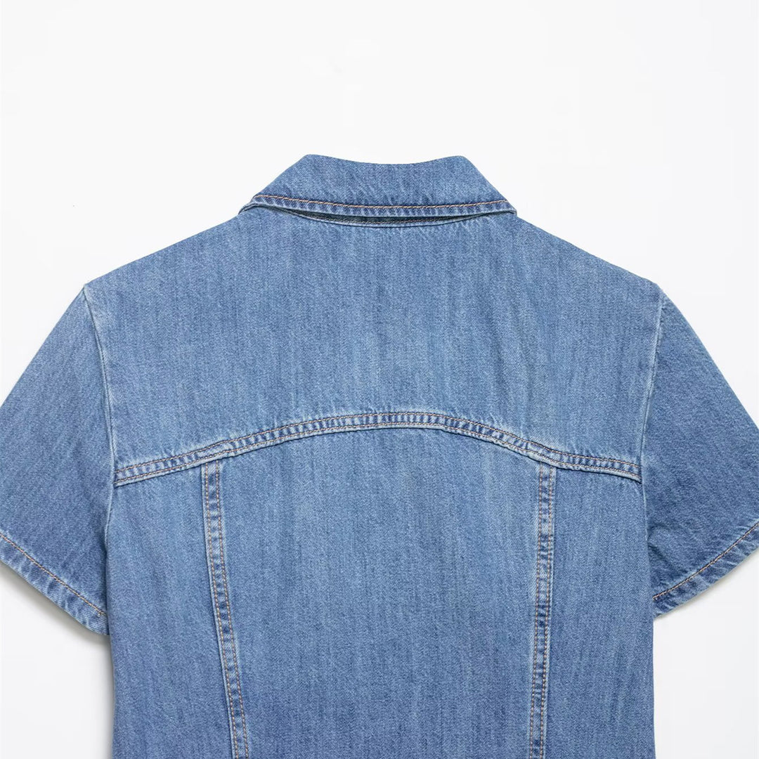 Dame Denim Kort jakke med lynlås Skovae