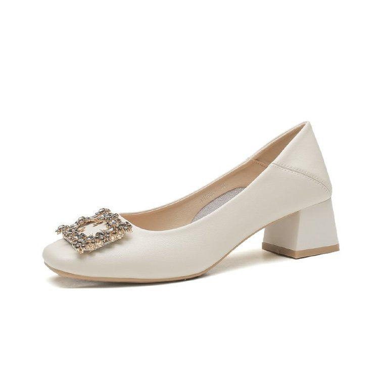 Dame pumps med glitrende strass-akkent og elegant blokhæl Stilla
