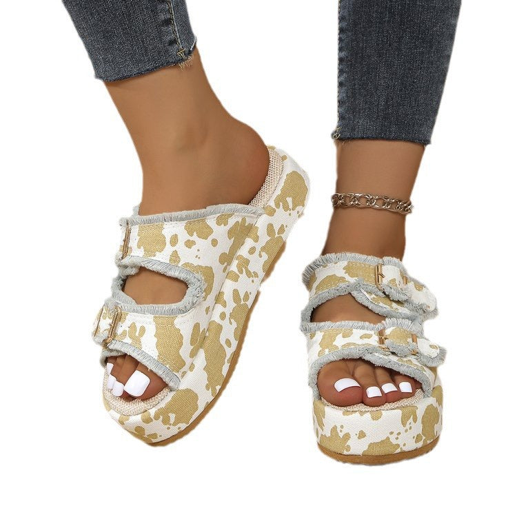 Dame Plateau-sandaler med mode dekor og justerbare remme Stilla