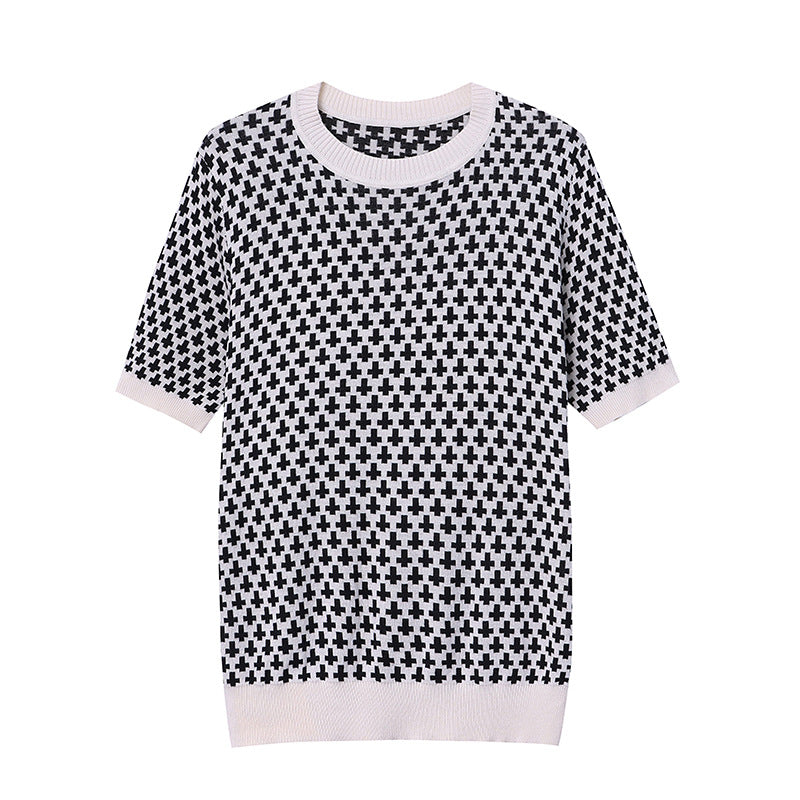 Dame Mode Kortærmet Sweater med Grafisk Mønster Stilla