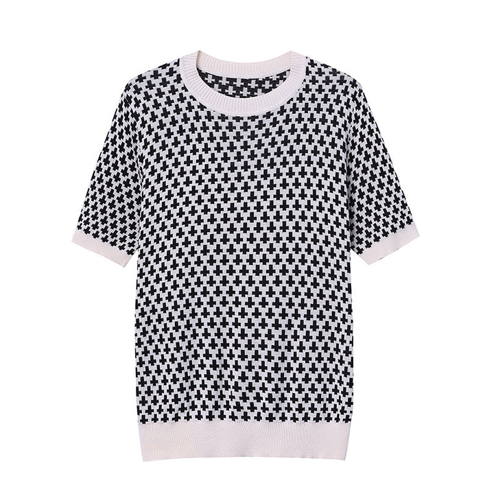 Dame Mode Kortærmet Sweater med Grafisk Mønster Stilla