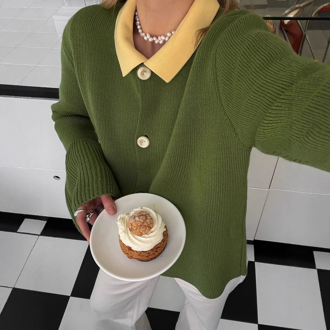 Kvinders chunky strik cardigan med elegante knapdetaljer Stilla