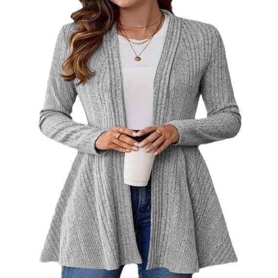 Dames lang cardigan med moderne rib design og skræddersyn Stilla