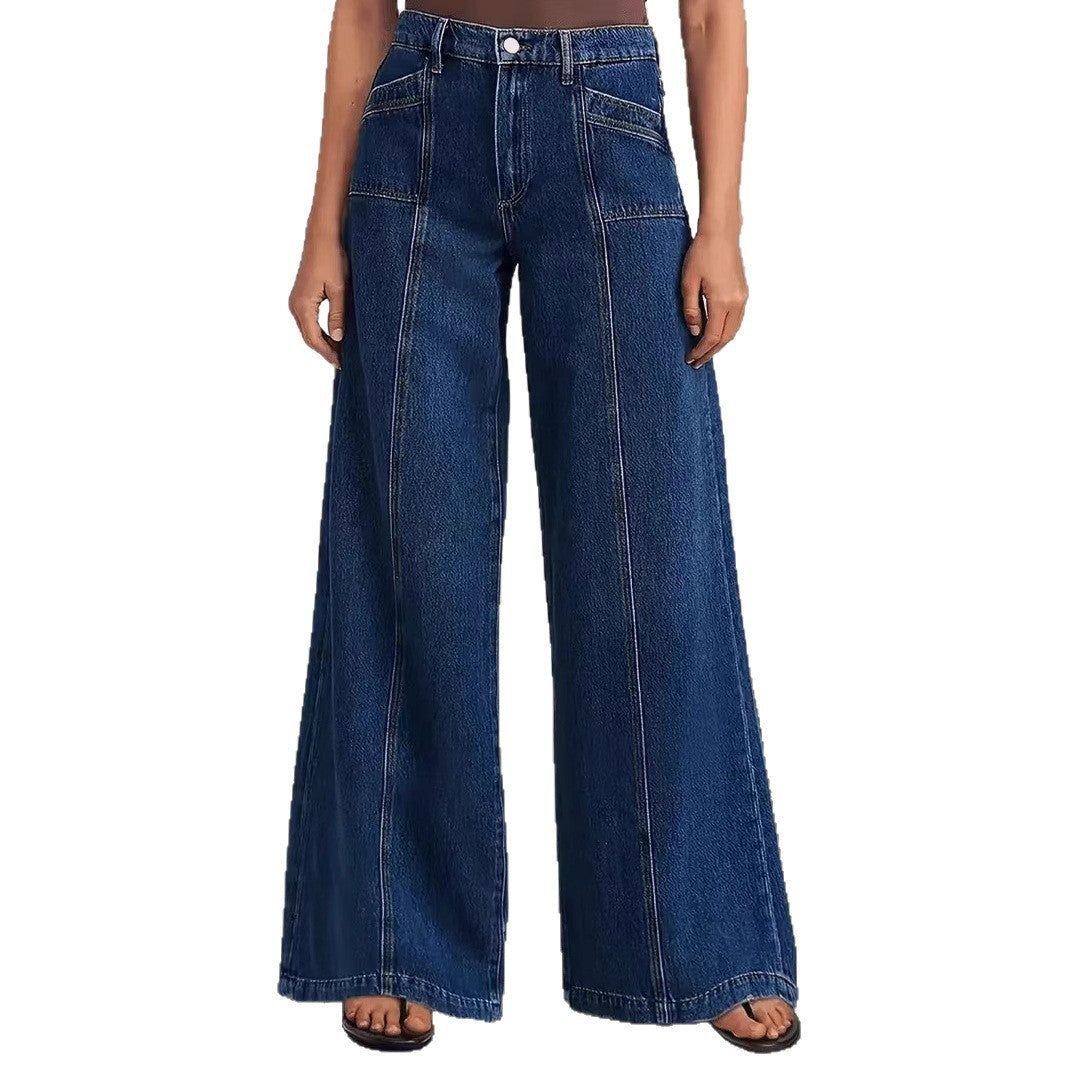 Dame brede jeans i moderne høj talje design med elegant snitføring Stilla
