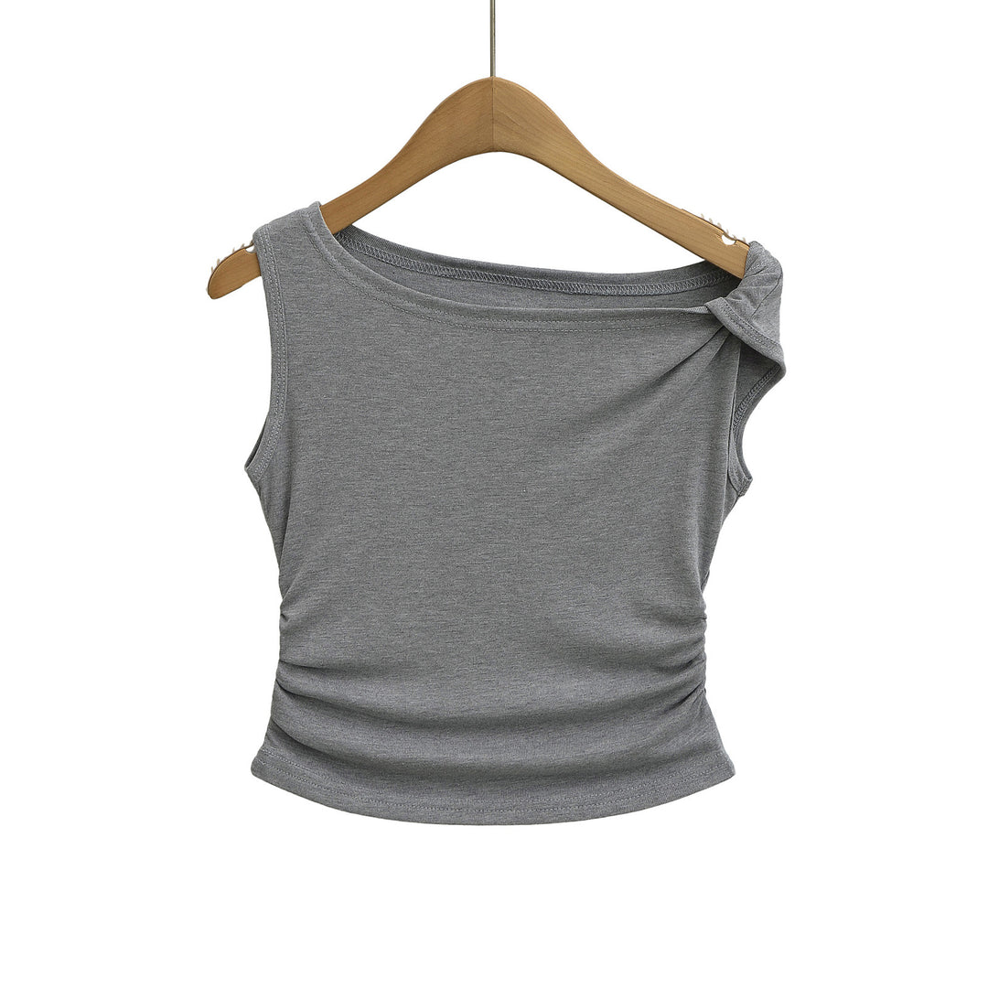 Dame ærmeløs tanktop med elegant indpakningsdesign og fin ribstruktur Stilla