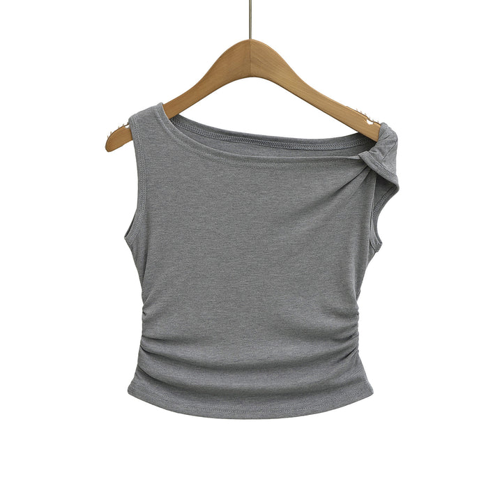 Dame ærmeløs tanktop med elegant indpakningsdesign og fin ribstruktur Stilla