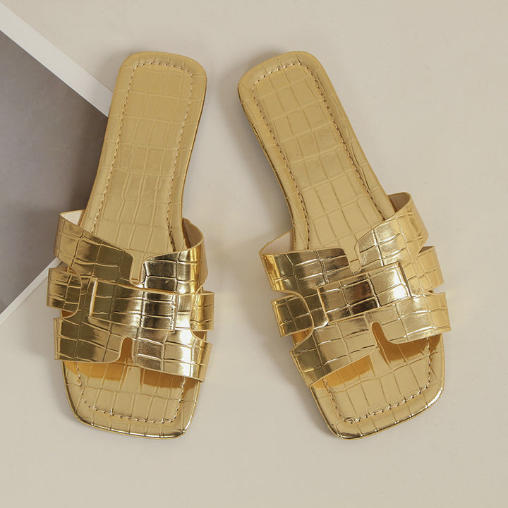 Dame Open-Toe Pantoletten med flettet detalje og skridsikker sål Stilla
