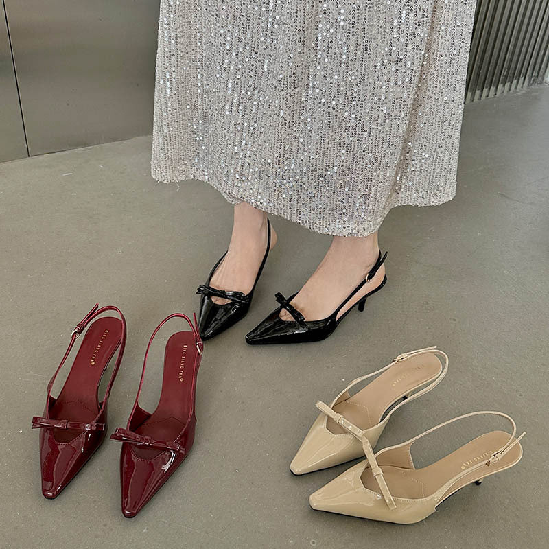 Dame Slingback Pumps med elegant sløjfedekoration og smart hæl Stilla