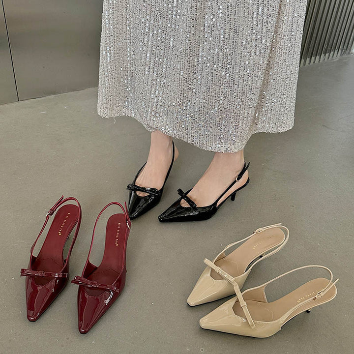 Dame Slingback Pumps med elegant sløjfedekoration og smart hæl Stilla