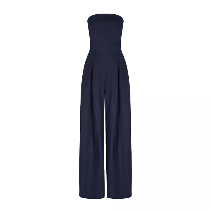 Dame elegant jumpsuit med sidelommer og åben skulderparti Stilla