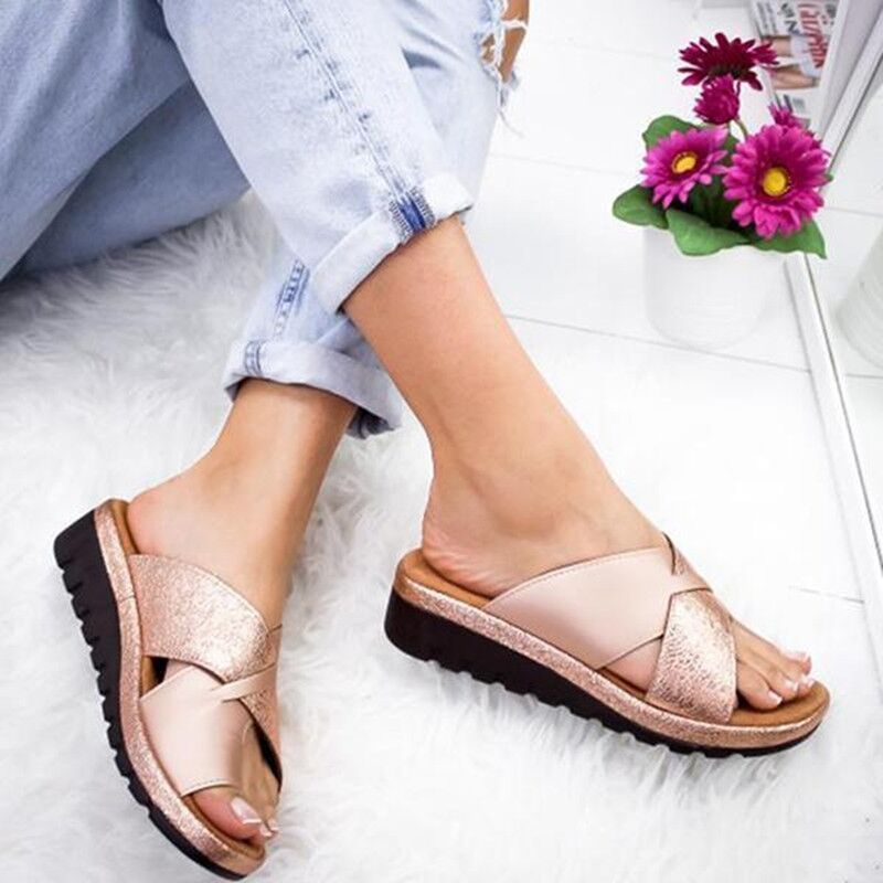 Dame moderigtige slippers med glitrende accenter og skridsikker sål Stilla