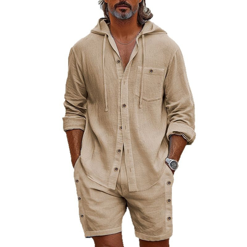 Herrer casual linned hoodie sæt med praktiske knapper og lommer Stilla