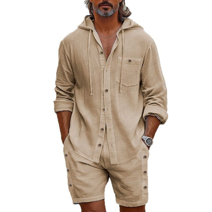 Herrer casual linned hoodie sæt med praktiske knapper og lommer Stilla