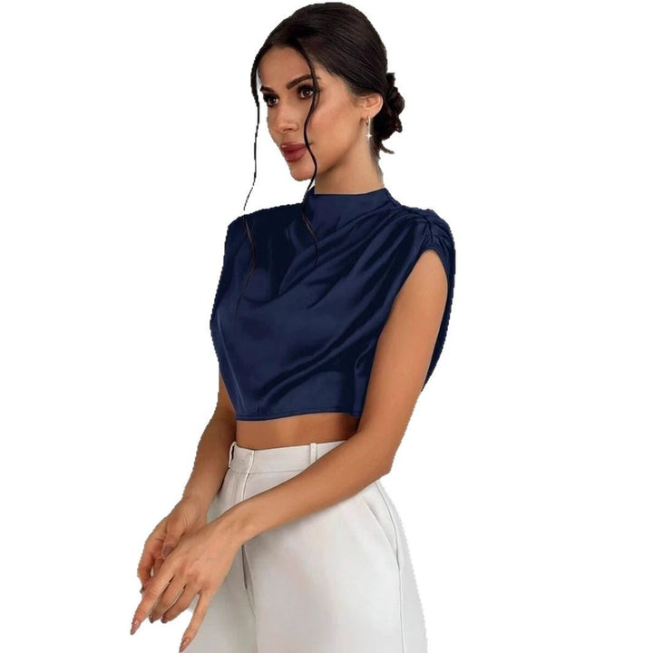 Damer Elegant Crop-Top med voluminøse ærmer og fint rygudskæring Skovae
