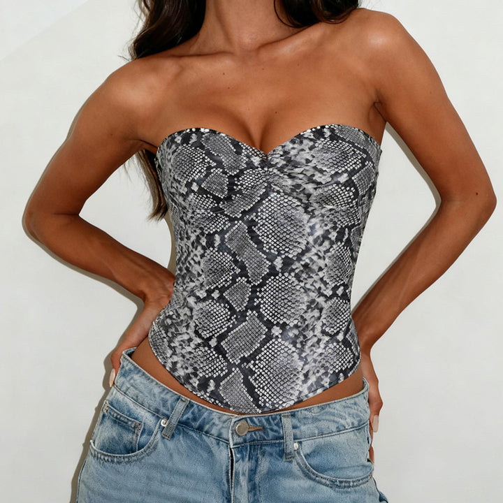Damen Crop-Top im Schlangenleder-Look Skovae