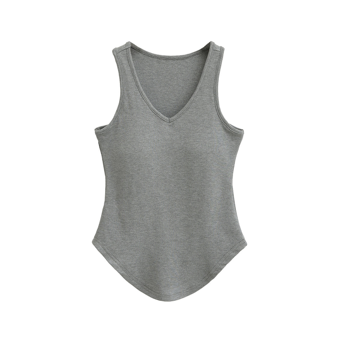 Dame sporty V-hals tanktop i åndbart materiale med tætsiddende snit Stilla