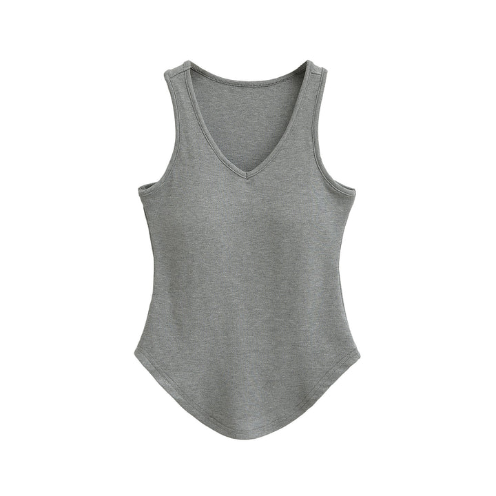 Dame sporty V-hals tanktop i åndbart materiale med tætsiddende snit Stilla