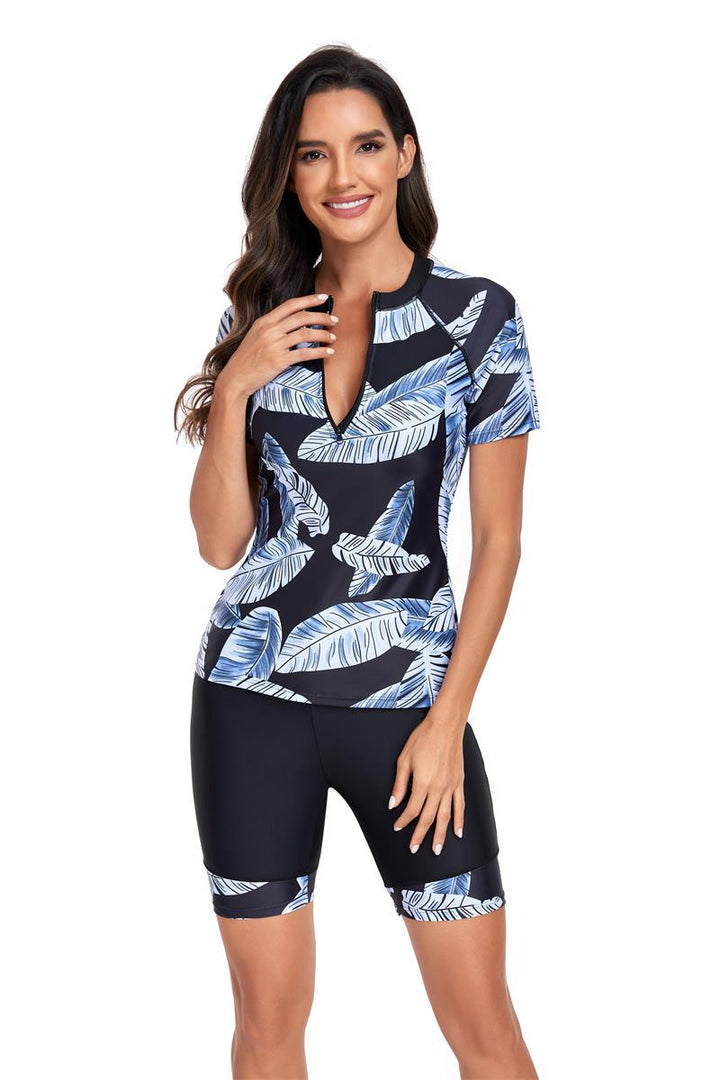Dame sporty kortærmet bade sæt med blomsterdesign og åndbare materialer Stilla