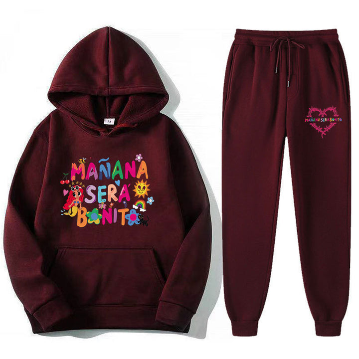 Kvinders sweatshirt og joggingbukser sæt med farverig print Skovae