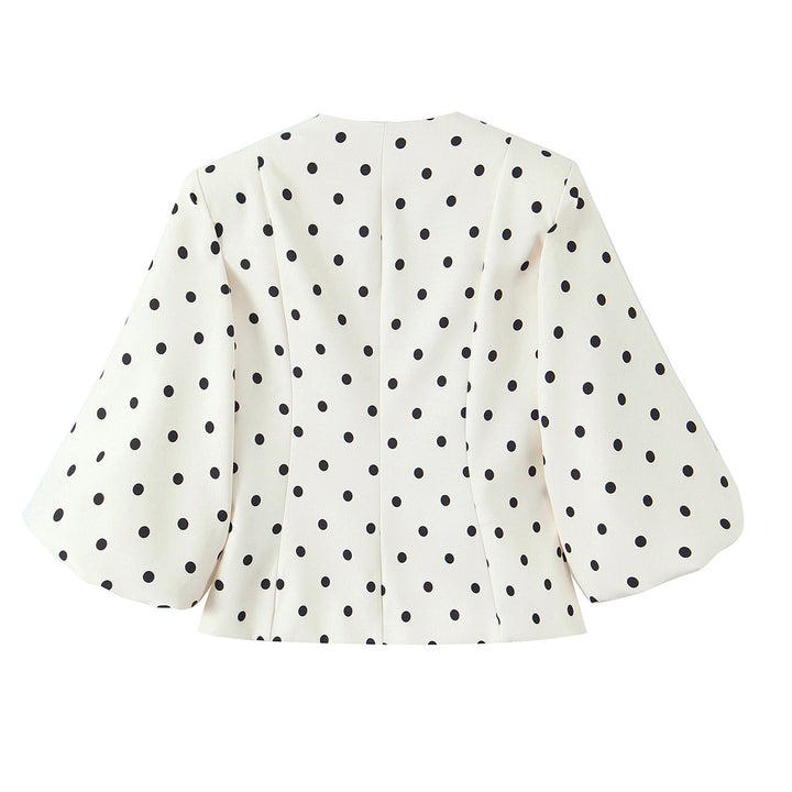 Dame elegant bluse med puffærmer og knapdetaljer Skovae
