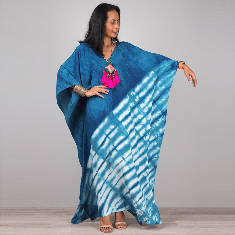 Dame kaftan med kunstnerisk tie-dye-design Stilla