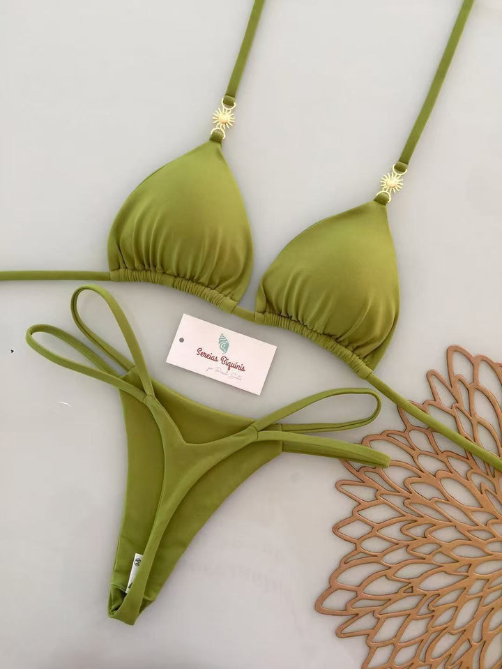 Dame triangel-bikini med frisk melonmønster Skovae