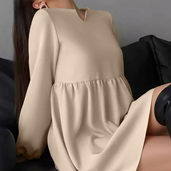 Dame Kort Kjole med bredt snit og elegante Puffærmer Stilla